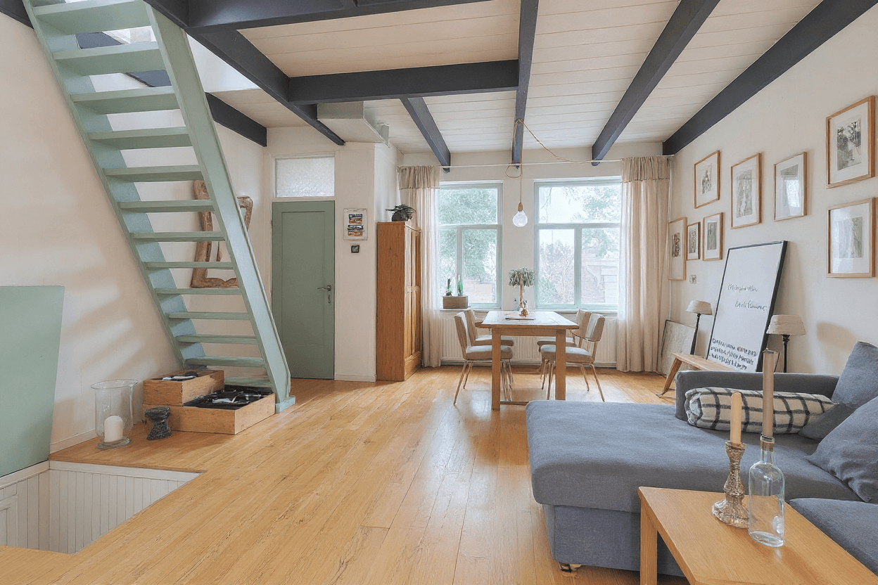 Kluswoning Nieuwendammerdijk 220 in Amsterdam, impressie na renovatie